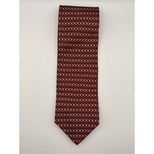 Louis Feraud Paris Men‎ Silk Necktie Red Gold Black Geometric Pattern Designer